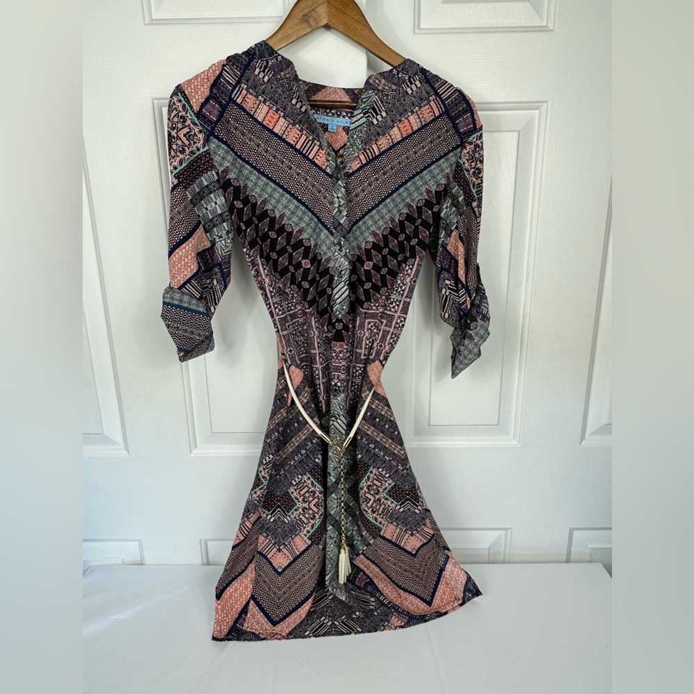 Antonia Melani Button Up Pattern Dress Women’s Size 2